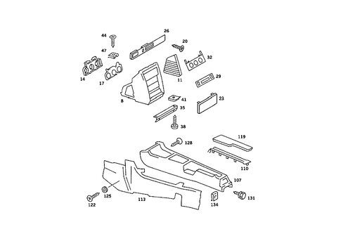 Housing Below Instrument Panel, and Housing with Tray for 1986 Mercedes-Benz 190 E #1