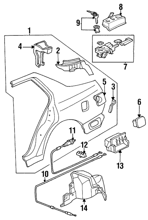 Quarter Panel & Components for 1995 Honda Accord #0