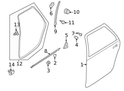 Door & Components for 2014 Subaru Tribeca #1