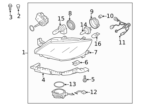 Headlamp Components for 2008 Subaru Impreza #1
