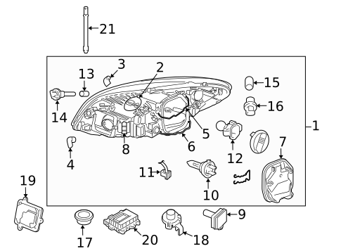 Headlamp Components for 2013 Volvo C70 #0