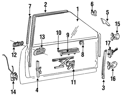 Glass - Front Door for 1993 Isuzu Stylus #0