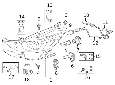 Headlamp Components for 2015 Toyota Prius V #1
