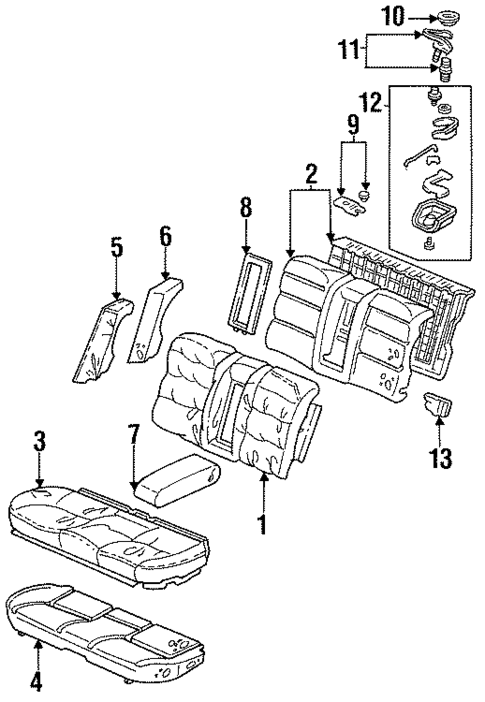 Rear Seat Components for 1994 Honda Accord #1