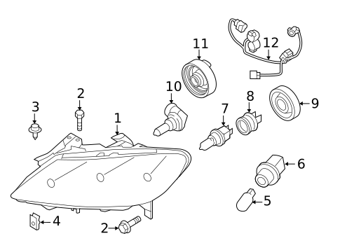 Headlamp Components for 2010 Mazda RX-8 #1