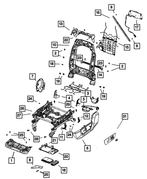 Front Seats - Adjusters, Recliners, Shields and Risers for 2012 Ram 3500 #0