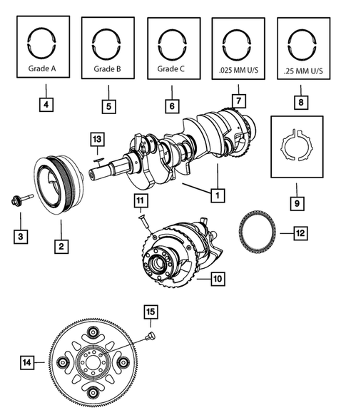 Crankshaft, Piston, Drive Plate, Flywheel, and Damper for 2008 Jeep Grand Cherokee #0