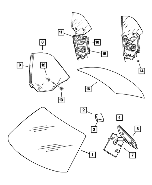 Windshield, Backglass and Inside Mirror (Glass and Rear View Mirror) for 2001 Dodge Stratus #0