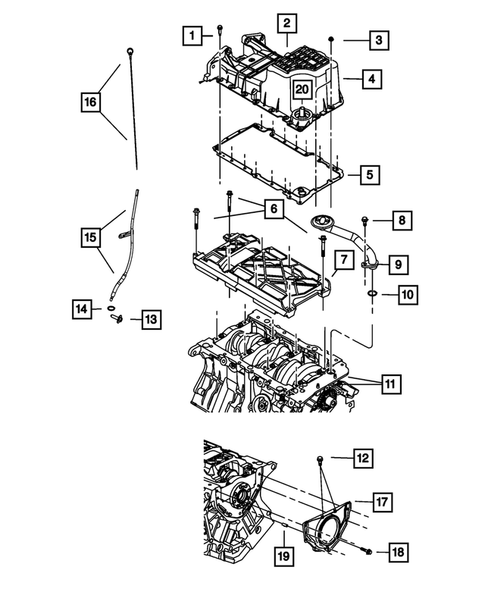 Engine Oiling, Oil Pan and Indicator (Dipstick) for 2008 Dodge Charger #0