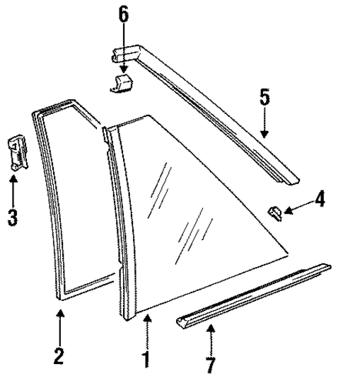 Glass & Hardware for 1990 Nissan Sentra #1
