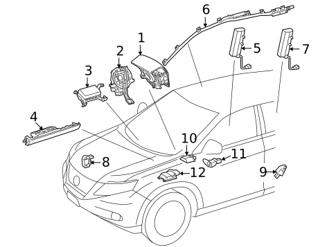 Air Bag Components for 2010 Lexus RX450h #0