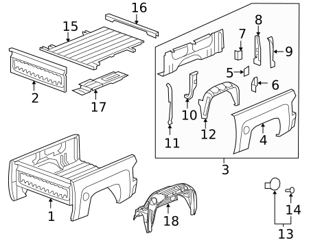 Pick UP Box Components for 2011 GMC Sierra 1500 #3