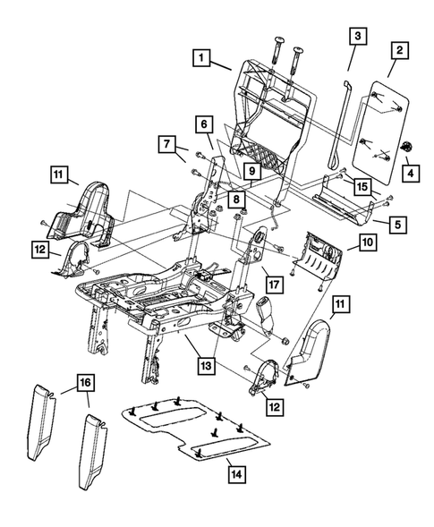 Rear Seats - Third Row - Adjusters, Recliners, Shields and Risers for 2010 Chrysler Town & Country #3