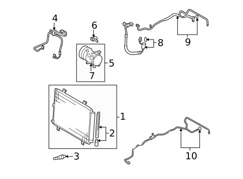 Condenser, Compressor & Lines for 2009 Toyota Highlander #0
