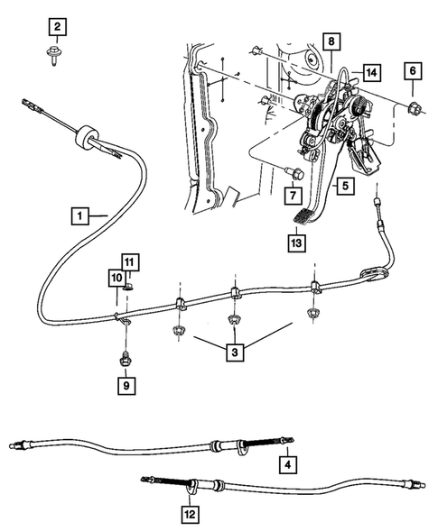 Parking Brake Lever, Cables, and Rear Disc Park Brake Assembly for 2011 Chrysler 300 #0