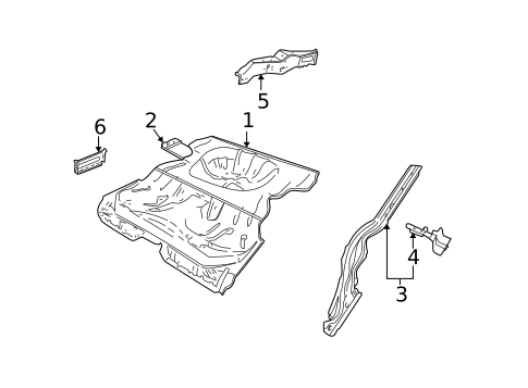 Rear Floor & Rails for 1999 Saab 9-3 #0