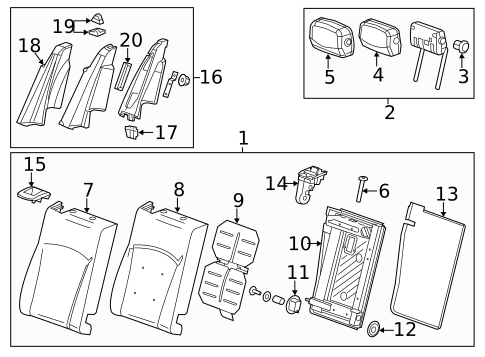 Rear Seat Components for 2017 Cadillac XTS #1
