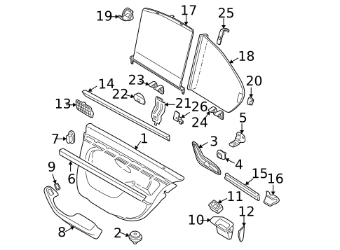 Interior Trim - Rear Door for 1997 BMW 540i #0