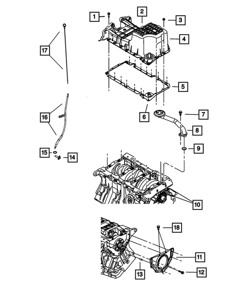 Engine Oiling, Oil Pan and Indicator (Dipstick) for 2008 Dodge Grand Caravan #0