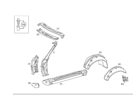 Side Panel and Roof Front Rail for 1993 Mercedes-Benz 600SL #2