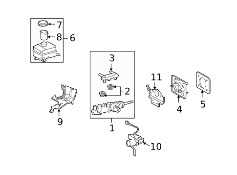 Master Cylinder - Components On Dash Panel for 2011 Toyota Highlander #1