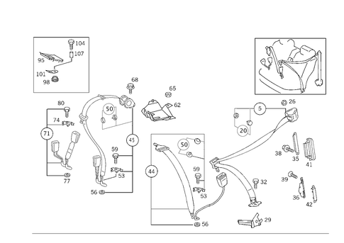 Rear Seat Safety Belt for 1998 Mercedes-Benz E430 #0
