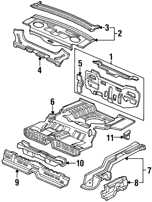 Rear Floor & Rails for 1988 Honda Prelude #0