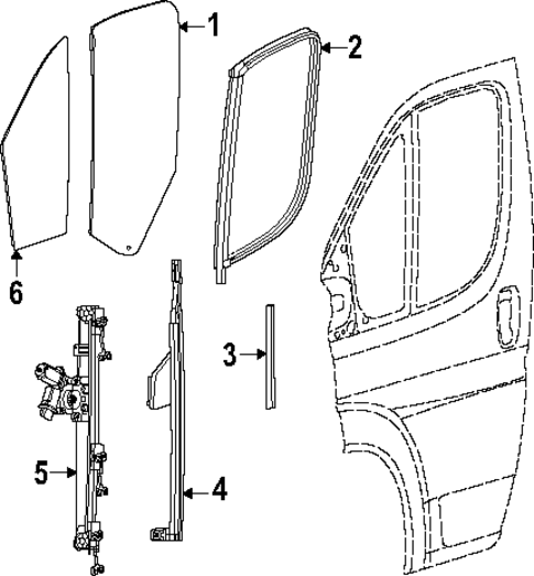 Glass - Front Door for 2025 Ram ProMaster EV #0