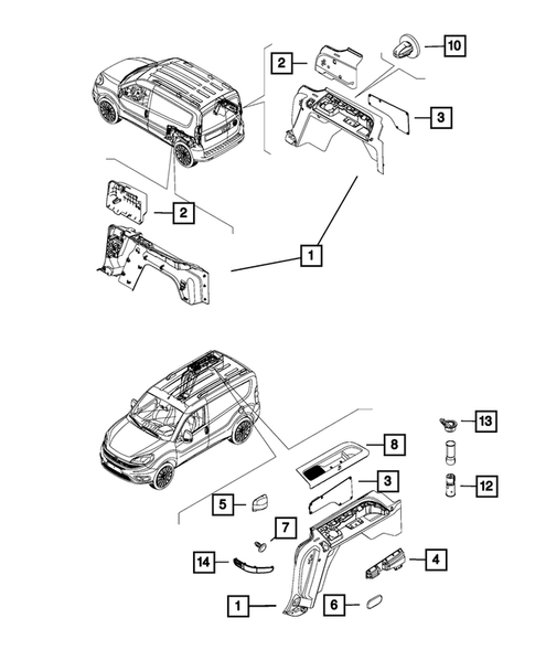 Panels-Moldings-Scuff Plates, Pillar, Cowl, 1/4 Panel Trim and Cargo Covers for 2017 Ram ProMaster City #1