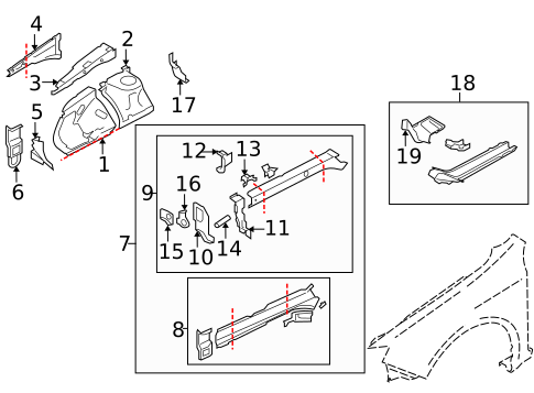 Structural Components & Rails for 2008 Subaru Impreza #0