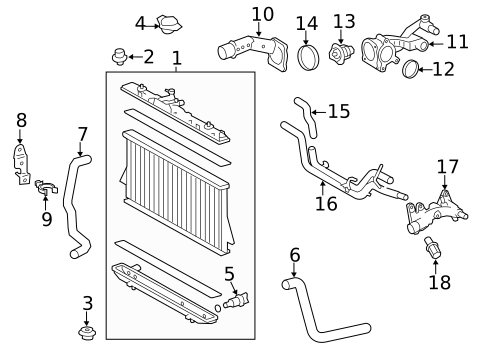 Radiator & Components for 2015 Toyota Highlander #0