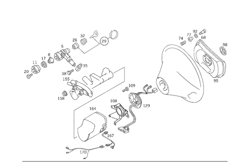 Steering Wheel and Steering Wheel Lock for 1993 Mercedes-Benz 500E #0