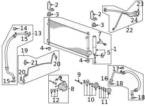 Condenser, Compressor & Lines for 2011 Honda Fit #0