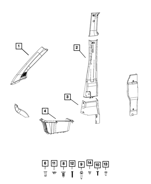 Panels-Moldings-Scuff Plates, Pillar, Cowl, 1/4 Panel Trim and Cargo Covers for 2015 Ram ProMaster City #0