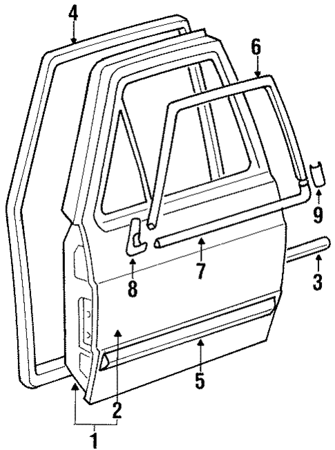 Door & Components for 1988 Volkswagen Golf #1