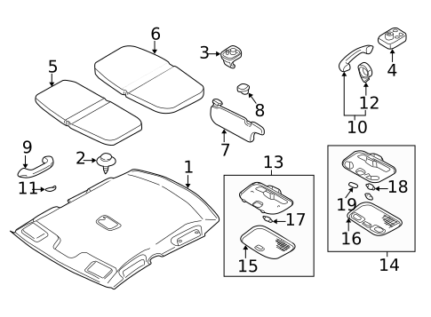 Interior Trim - Roof for 1999 Mazda Protege #0