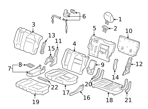 Rear Seat Components for 2005 Acura MDX #2