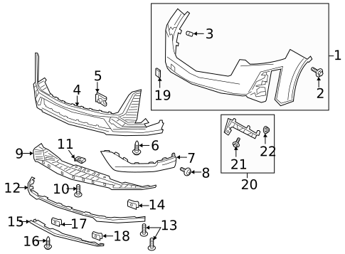 Bumper & Components - Front for 2023 Cadillac XT6 #1