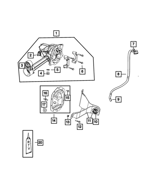 Front Axle; Housing, Differential and Vent for 2011 Jeep Liberty #1