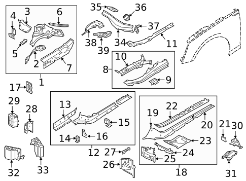 Structural Components & Rails for 2023 Audi A5 Quattro #1