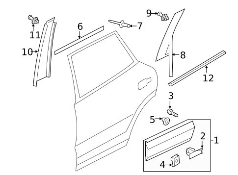 Exterior Trim - Rear Door for 2015 Volkswagen Touareg #0