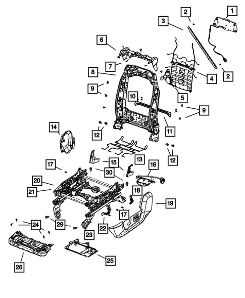 Front Seats - Adjusters, Recliners, Shields and Risers for 2020 Ram 2500 #0