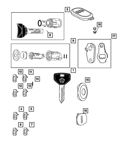 Lock Cylinders and Keys for 2007 Dodge Ram 3500 #1