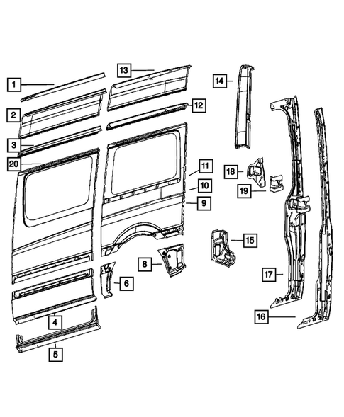 Aperture Panel and Pillar Supports for 2008 Dodge Sprinter 3500 #2