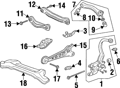 Rear Suspension for 1997 Acura TL #1