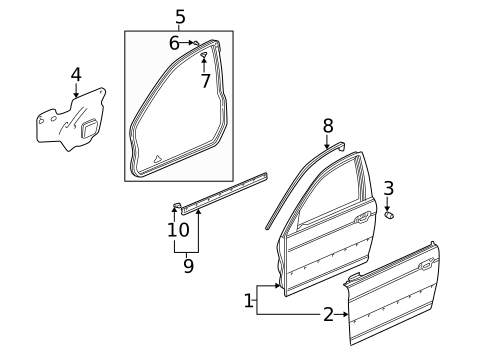 Door & Components for 2005 Honda Civic #4