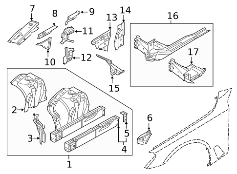 Inner Structure & Rails for 2021 BMW 740i #1