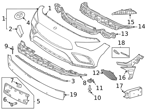 Bumper & Components - Front for 2021 Mercedes-Benz CLA250 #1