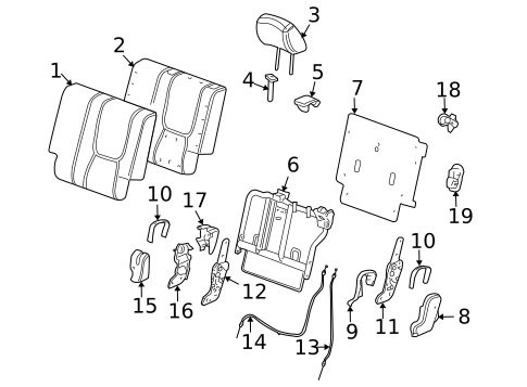 Rear Seat Components for 2006 Pontiac Torrent #1