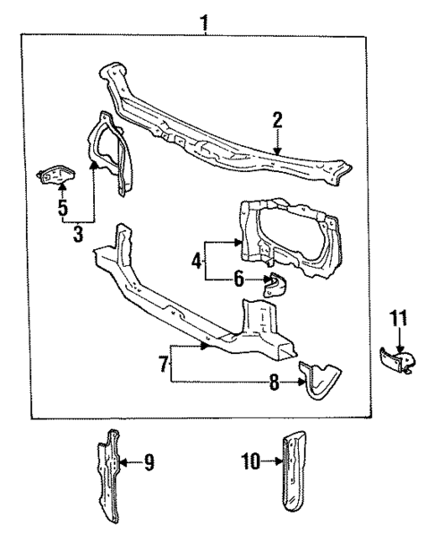 Radiator Support for 1997 Toyota Corolla #0